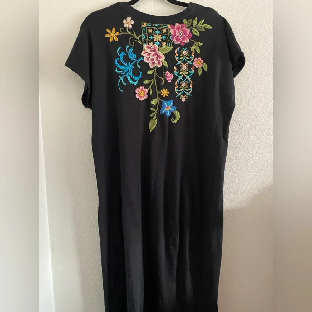 Johnny Was Maxi Dress Black Embroidered Boho S/M - Picture 5 of 7